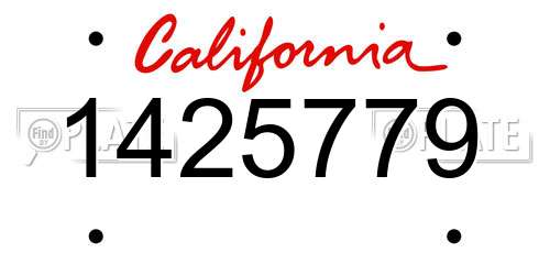 1425779 California License Plate
