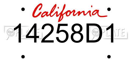 14258D1 California License Plate