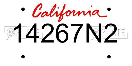 14267N2 California License Plate
