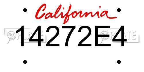 14272E4 California License Plate