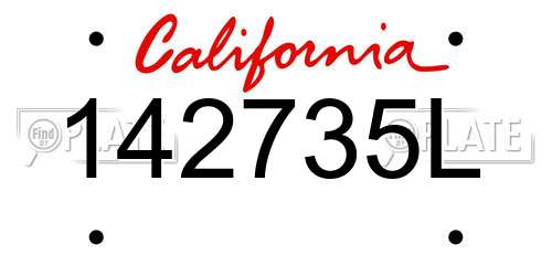 142735L California License Plate