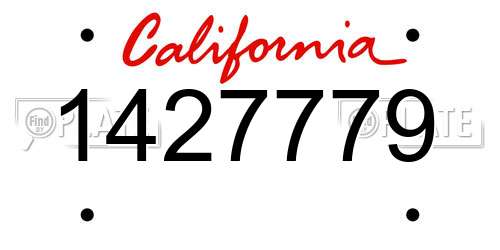 1427779 California License Plate