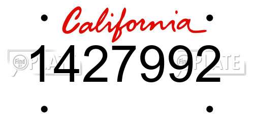 1427992 California License Plate