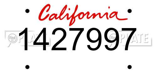 1427997 California License Plate