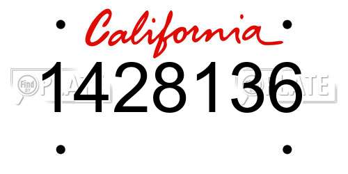 1428136 California License Plate