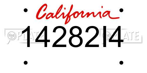 14282I4 California License Plate