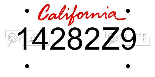 14282Z9 California License Plate