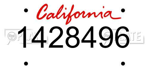 1428496 California License Plate