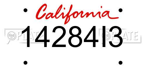 14284I3 California License Plate