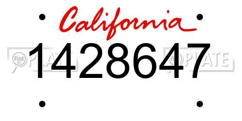 1428647 California License Plate