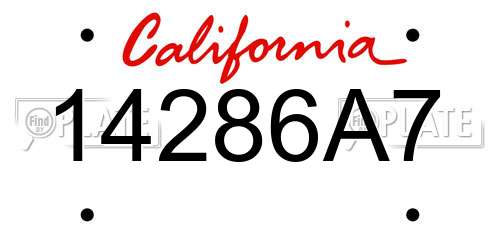 14286A7 California License Plate