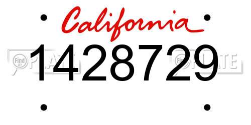 1428729 California License Plate