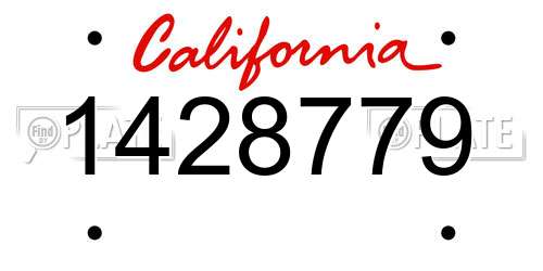 1428779 California License Plate