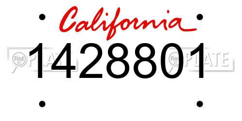 1428801 California License Plate