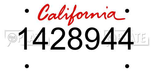 1428944 California License Plate