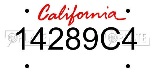 14289C4 California License Plate