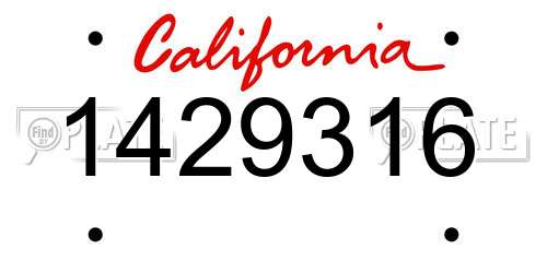 1429316 California License Plate