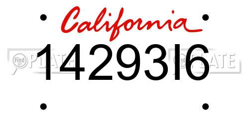 14293I6 California License Plate