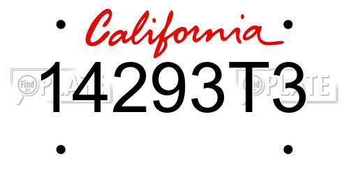 14293T3 California License Plate