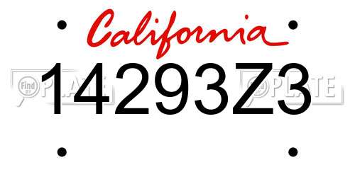 14293Z3 California License Plate