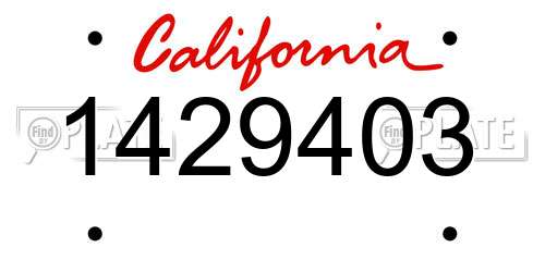 1429403 California License Plate