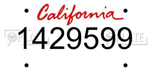 1429599 California License Plate