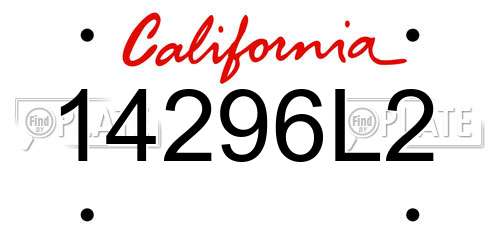 14296L2 California License Plate