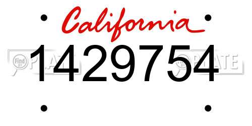 1429754 California License Plate