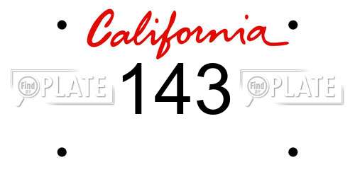 143 California License Plate