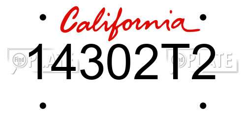 14302T2 California License Plate