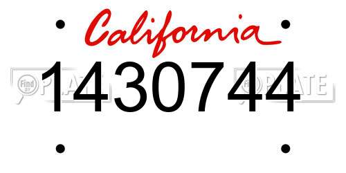 1430744 California License Plate