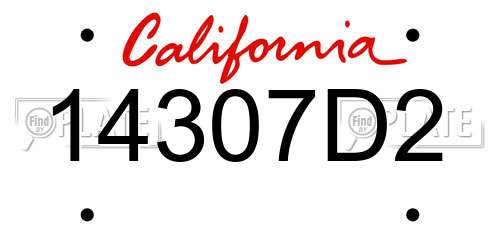14307D2 California License Plate