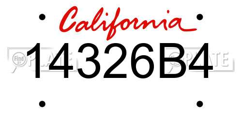14326B4 California License Plate