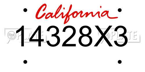 14328X3 California License Plate