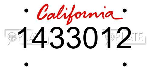 1433012 California License Plate