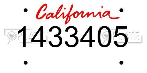 1433405 California License Plate