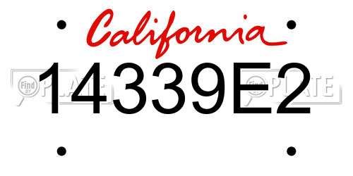 14339E2 California License Plate