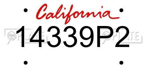 14339P2 California License Plate