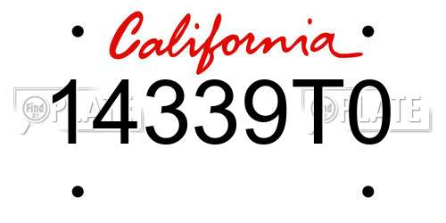 14339T0 California License Plate
