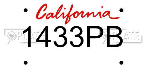 1433PB California License Plate