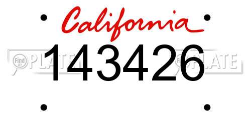 143426 California License Plate