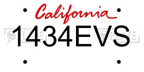 1434EVS California License Plate