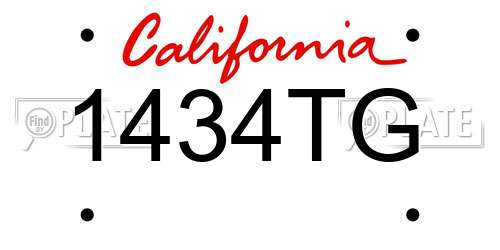 1434TG California License Plate
