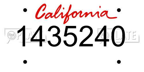 1435240 California License Plate