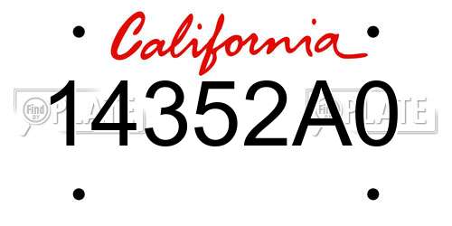 14352A0 California License Plate