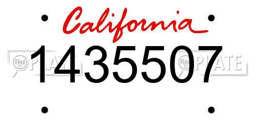 1435507 California License Plate