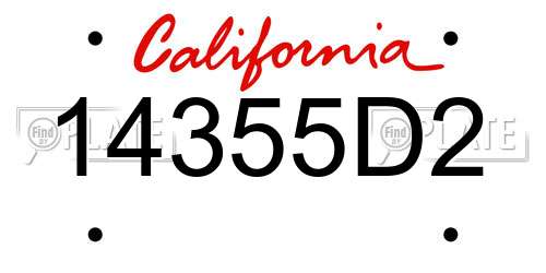 14355D2 California License Plate