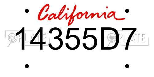 14355D7 California License Plate