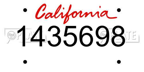 1435698 California License Plate