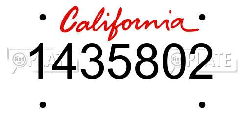 1435802 California License Plate